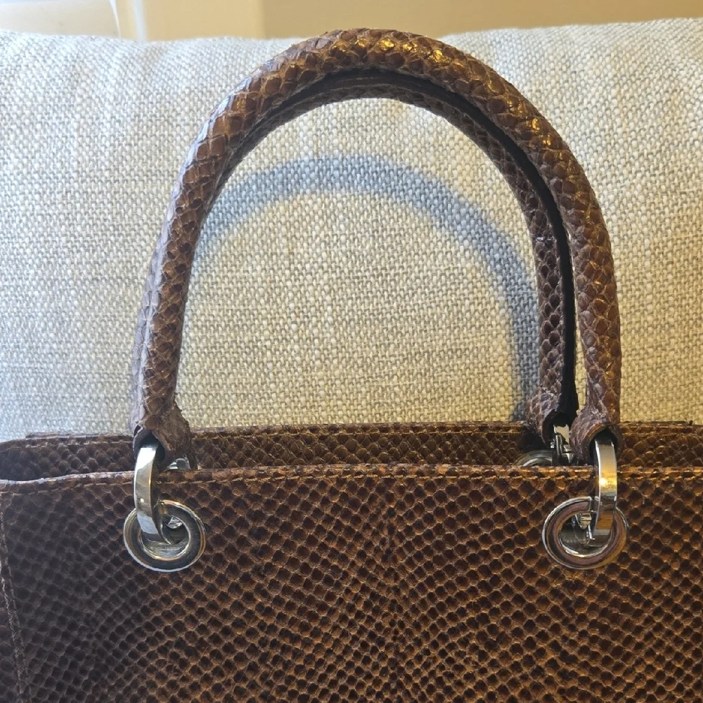 Talbots Textured Snake Skin Brown Handbag 🤎 - Picture 2 of 9